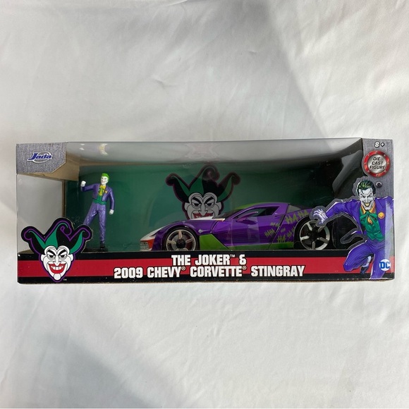 Jada The Joker & 2009 Chevy Corvette Stingray Die-cast Collectables - Picture 1 of 9